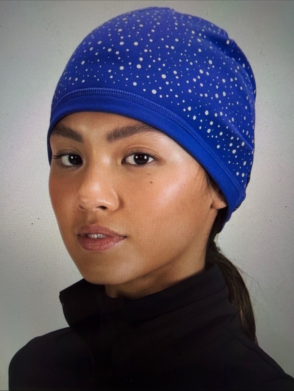 Lululemon Reflective Running Beanie Unisex Blue print Hat sz S/M